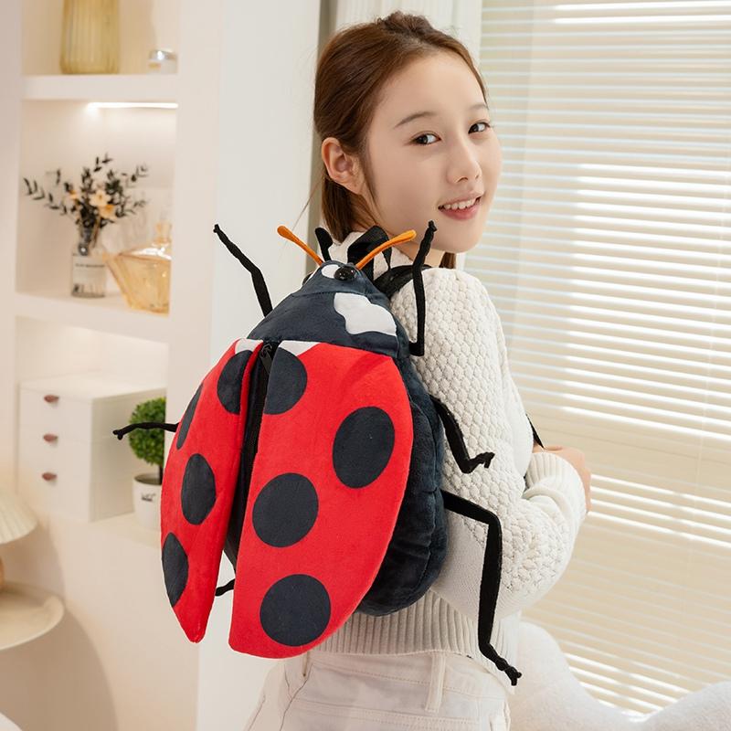 35/40CM Kawaii Lovely Ladybug Bee Filled Animal Plush Backpack Toy Children's Cute Insect Shoulder Plush Backpack Boy