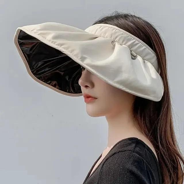 Large Brim Sun Hat Black Shell No Top Women's Style Summer Anti-Uv Hairband Sun Cap Breathable Mesh Cap for Outdoor Activities