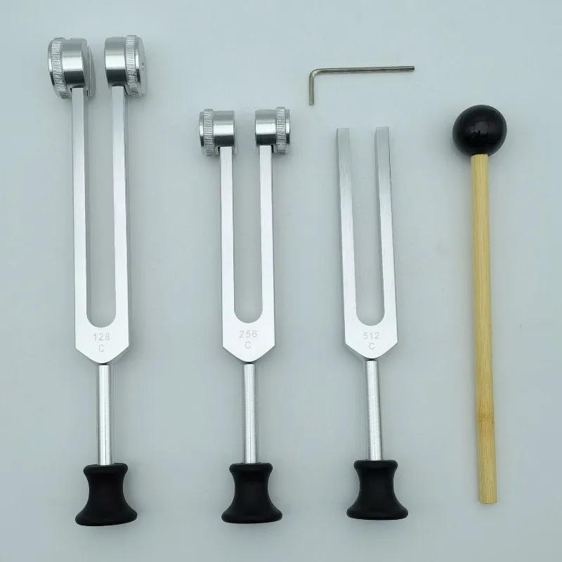 Diapazon Aluminiu 128Hz 256Hz 512Hz Set Diapazoane Vindecare Masaj Standard Profesional Auriu cu Bază Terapia Chakrelor