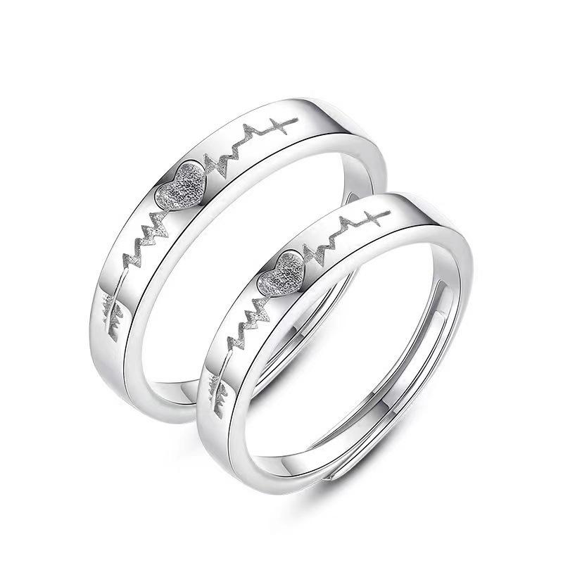 Anelli di Coppia in Zirconio Stile Coreano con Corona per Uomo e Donna - Regolabili, Semplici e alla Moda Anelli di Matrimonio