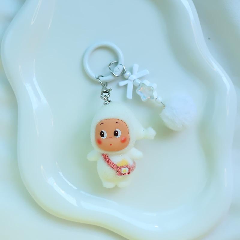Cartoon Flocking Star Person Keychain Doll Pendant DIY Mobile Phone Cute Pendant Plush Doll Creative Decoration