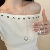 Silver Heart Star Long Niche Design Necklace For Women Daily Sweater Chain Accessories
