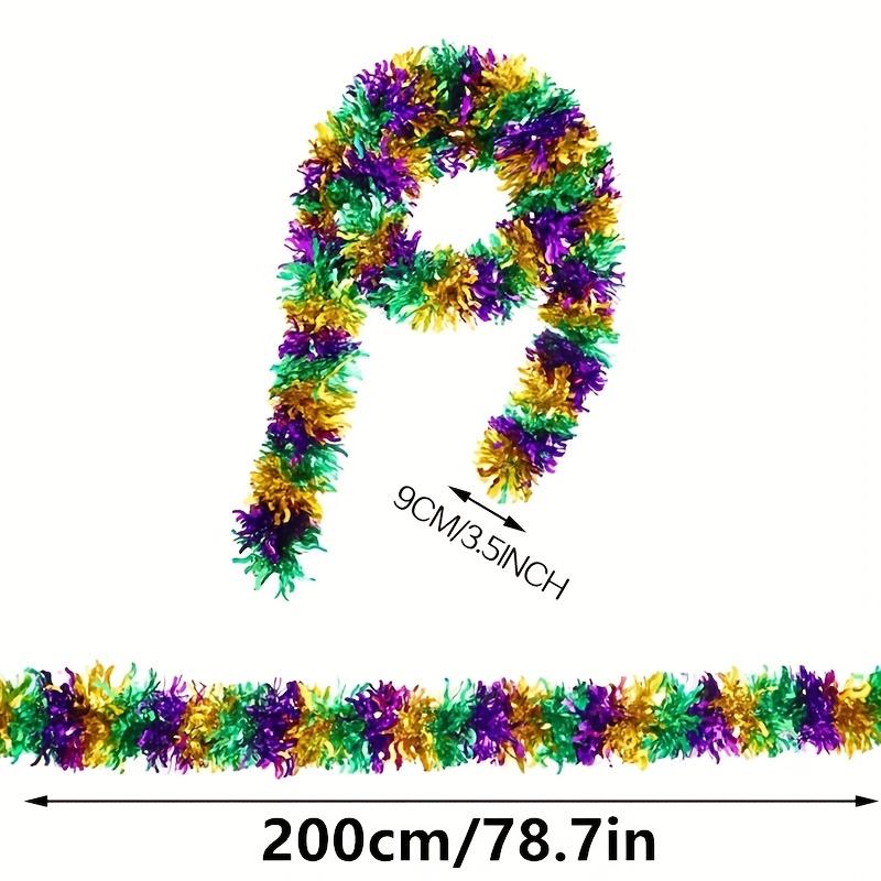 

Purple, Green & Golden Metallic Twist - 6.5ft, Durable, Feather-Free for Indoor/Outdoor Carnival,Wedding,Luau Party Decorations