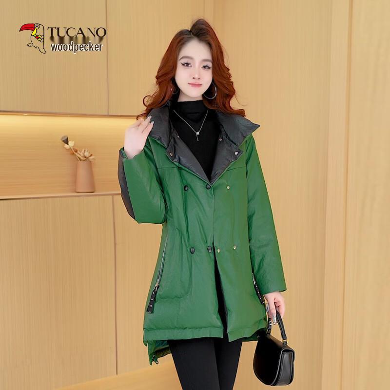 Tucano Women's Mid-Length PU Leather Down Jacket