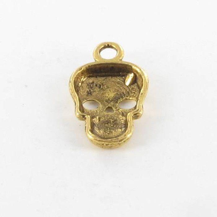Breloque en métal Tête de mort 16mm Doré (10 pièces)