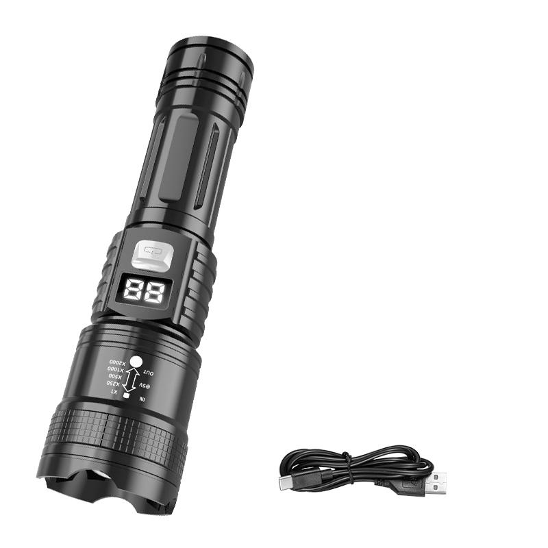 High Power LED Flashlight USB Rechargeable Zoomable Torch for Outdoor Camping Fishing Flashlight for Christmas Gift Set for Men