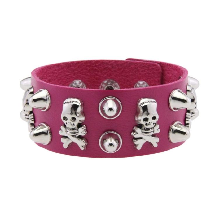 Unisex Punk Jewelry Pieces Featuring Wide Leather Band and Rebellious Skull Embellishments for Daily Wear