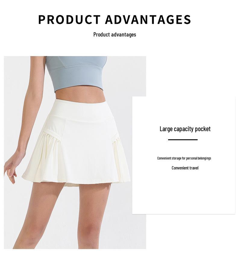 Women's Summer Two-Piece Sports Skort: Breathable, High-Waist Tennis Skirt with Anti-Exposure Yoga Shorts for Running and Training