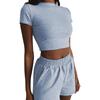 2026 New Women's Casual Suit Short-sleeved High-waist Cropped Shorts Suit Sports Two-piece Suit