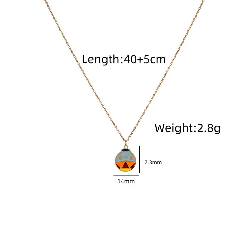 Titanium Steel 14K Gold Santa Claus Pendant Necklace - Cute Cartoon Christmas Series