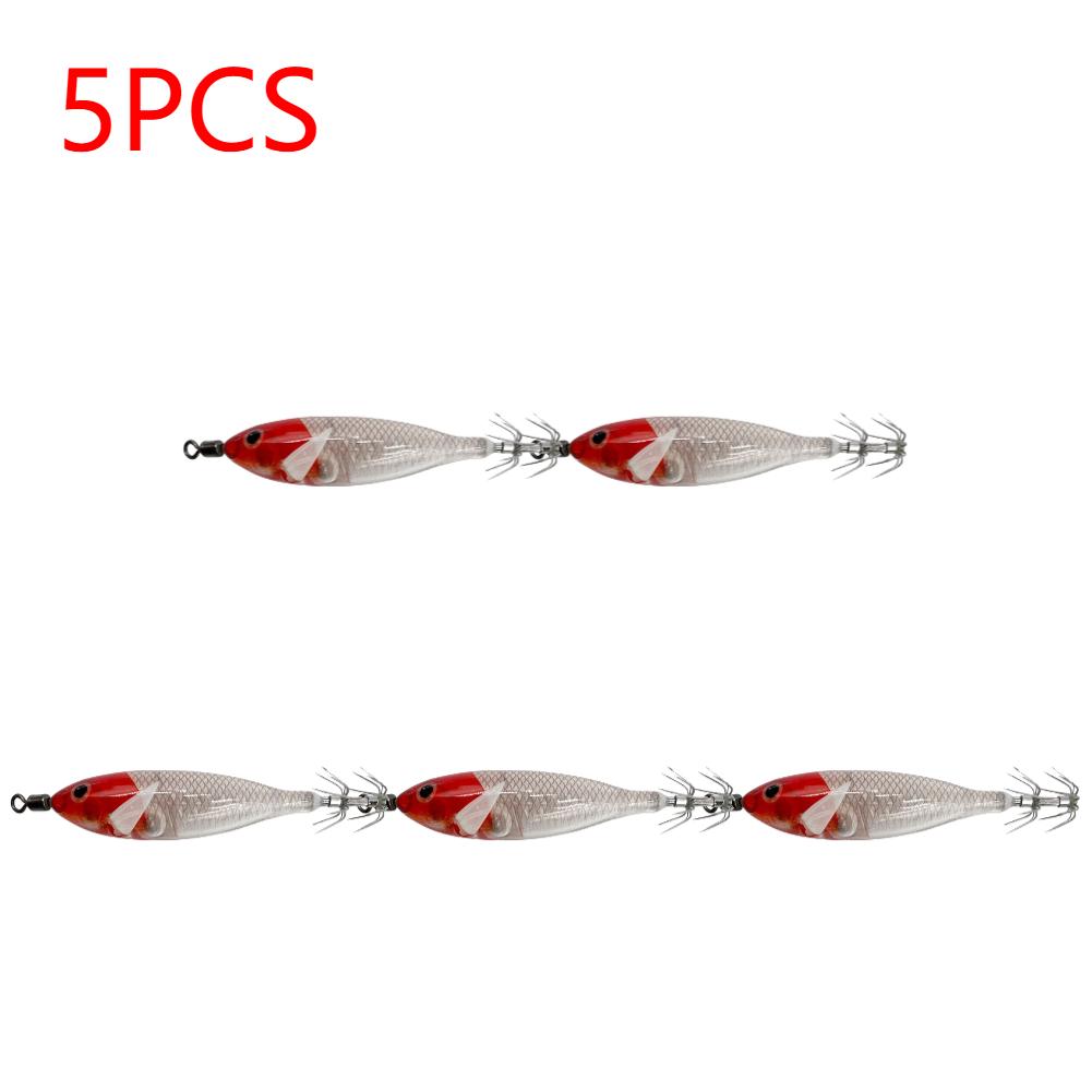 5/10PCS 5.7g 8cm Simulation Glow Wood Shrimp Lure Lead Sinker Shrimp Bait Clamp Hook Squid Hook Sea Fishing Octopus Squid Bait