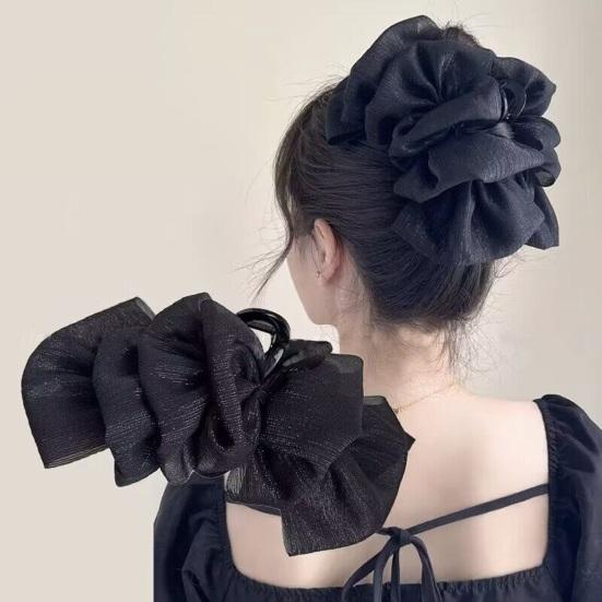 Pinza per Capelli da Donna Decorazione in Tessuto Multistrato Colore Solido Artiglio Forte Antiscivolo Decorazione Capelli Organizzazione Strumento per Acconciatura da Donna
