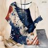 Women Plus Size Loose Batwing Sleeve Top Round Neck Colorful Heart Print Casual Short Sleeve Tunic Blouse
