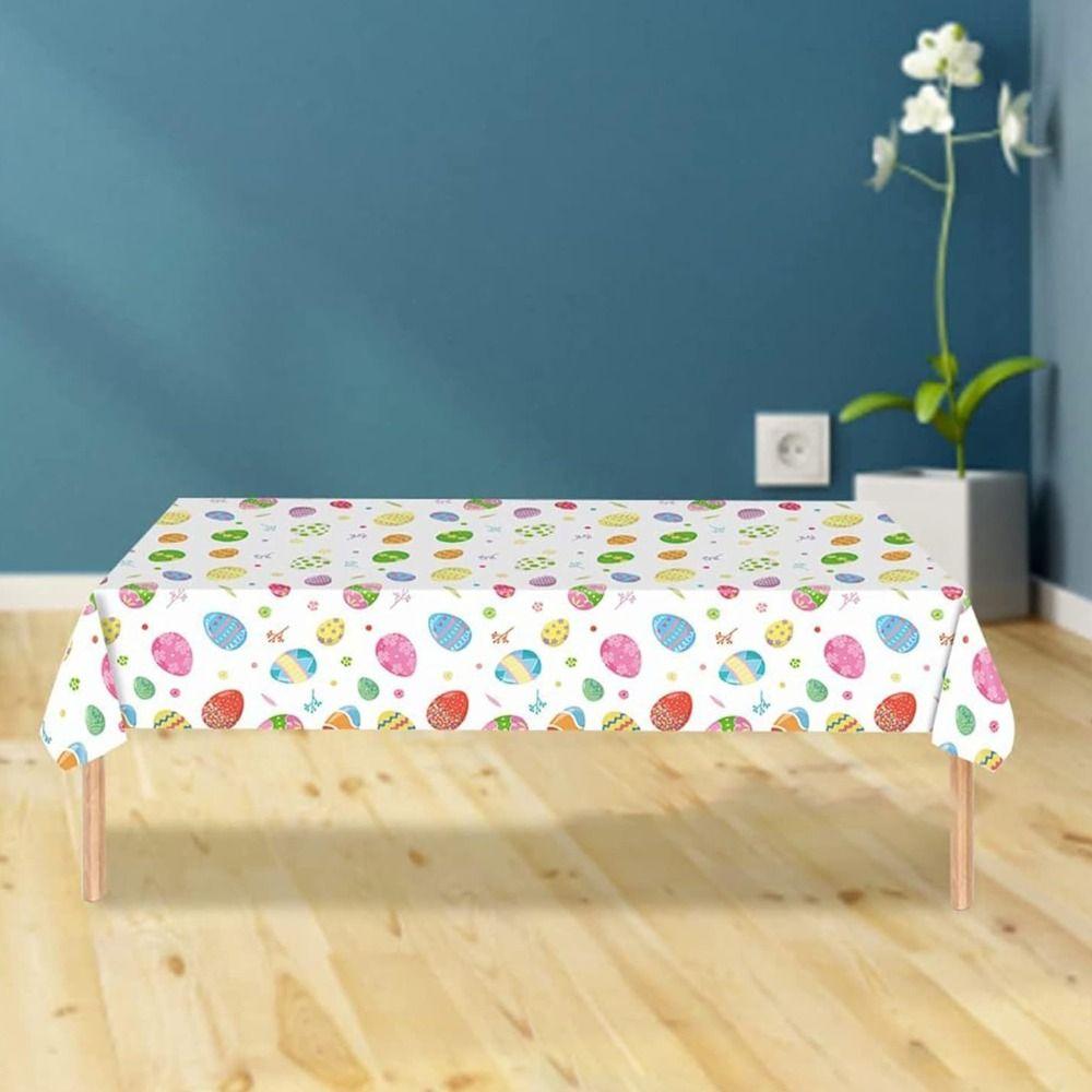 New Plastic Easter Tablecloth Rabbit Bronzing Table Cover 137*274cm Disposable Tablecloths Party Supplies
