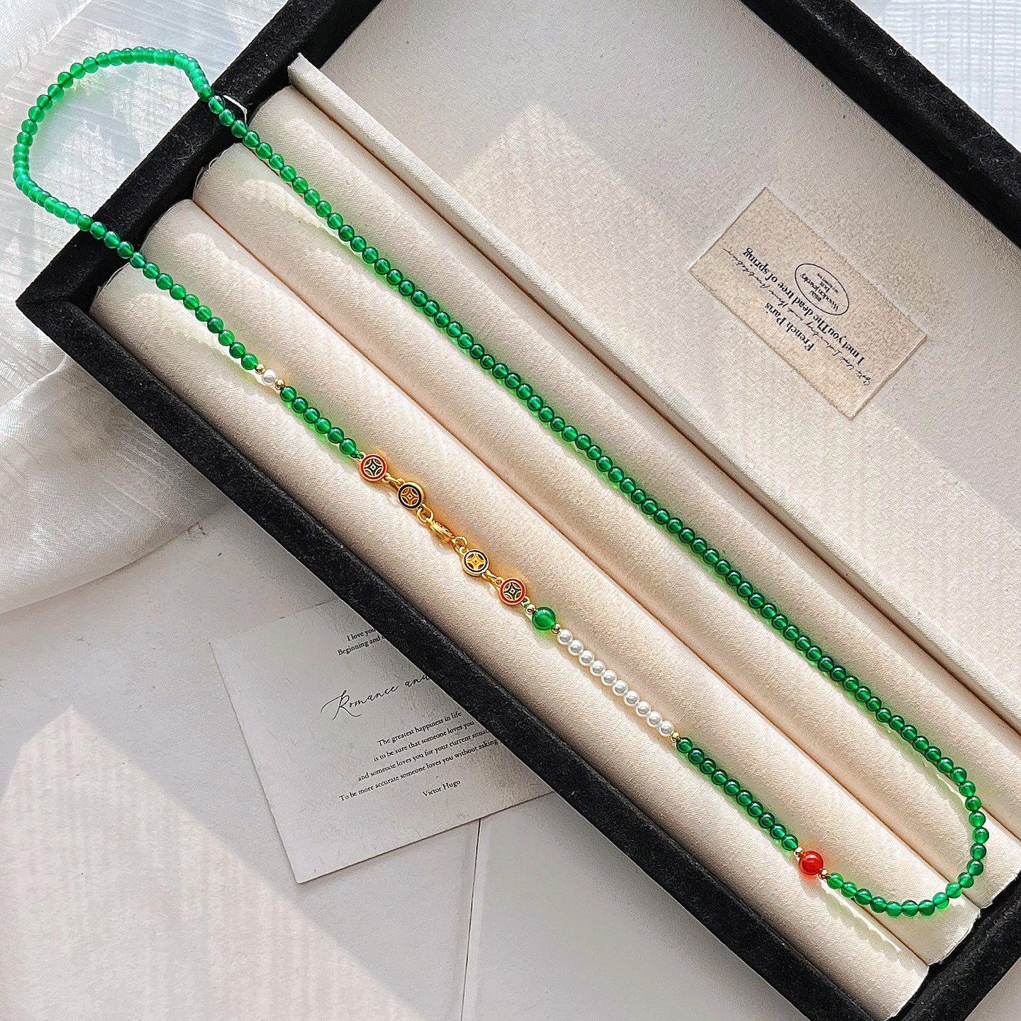 High Quality Natural Lapis Lazuli Artificial Pearl Design Sense Necklace Collarbone Chain