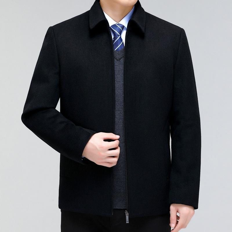Cashmere Jacket Men's Short Coat Removable Down Liner Middle-aged and Elderly Woolen Woolen Coat Dad's Top