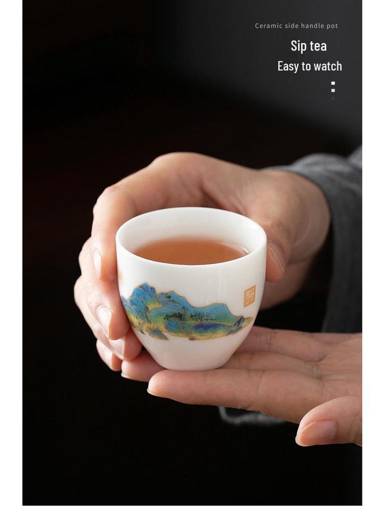 Mutton Fat Jade Dehua Porcelain Kung Fu Tea Set Souvenir
