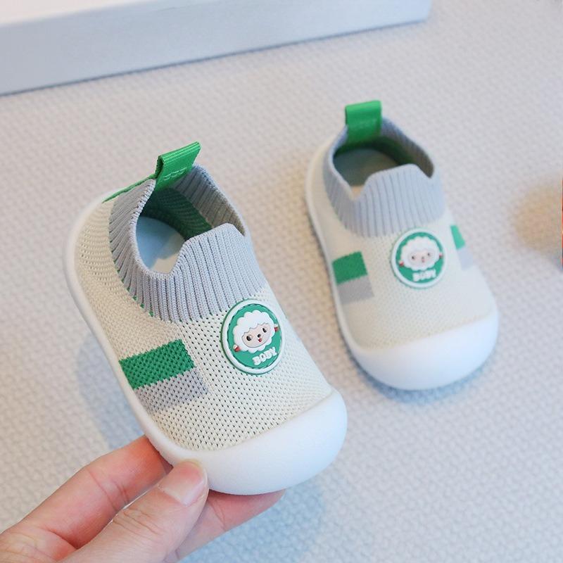 Breathable Shoes - Boys Shoes, Girls Shoes, Baby Walker Shoes, Baby Shoes, Soft-soled Shoes 13 серый/зелёный