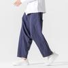 2024 Autumn/Winter Men's Cotton Linen Harem Pants - Chinese Style Patchwork, Casual Wide-Leg