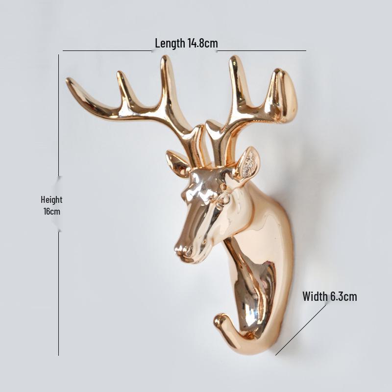 Deer Head Cartoon Wall Hook - New Creative Punch-Free Design for Home Decoration