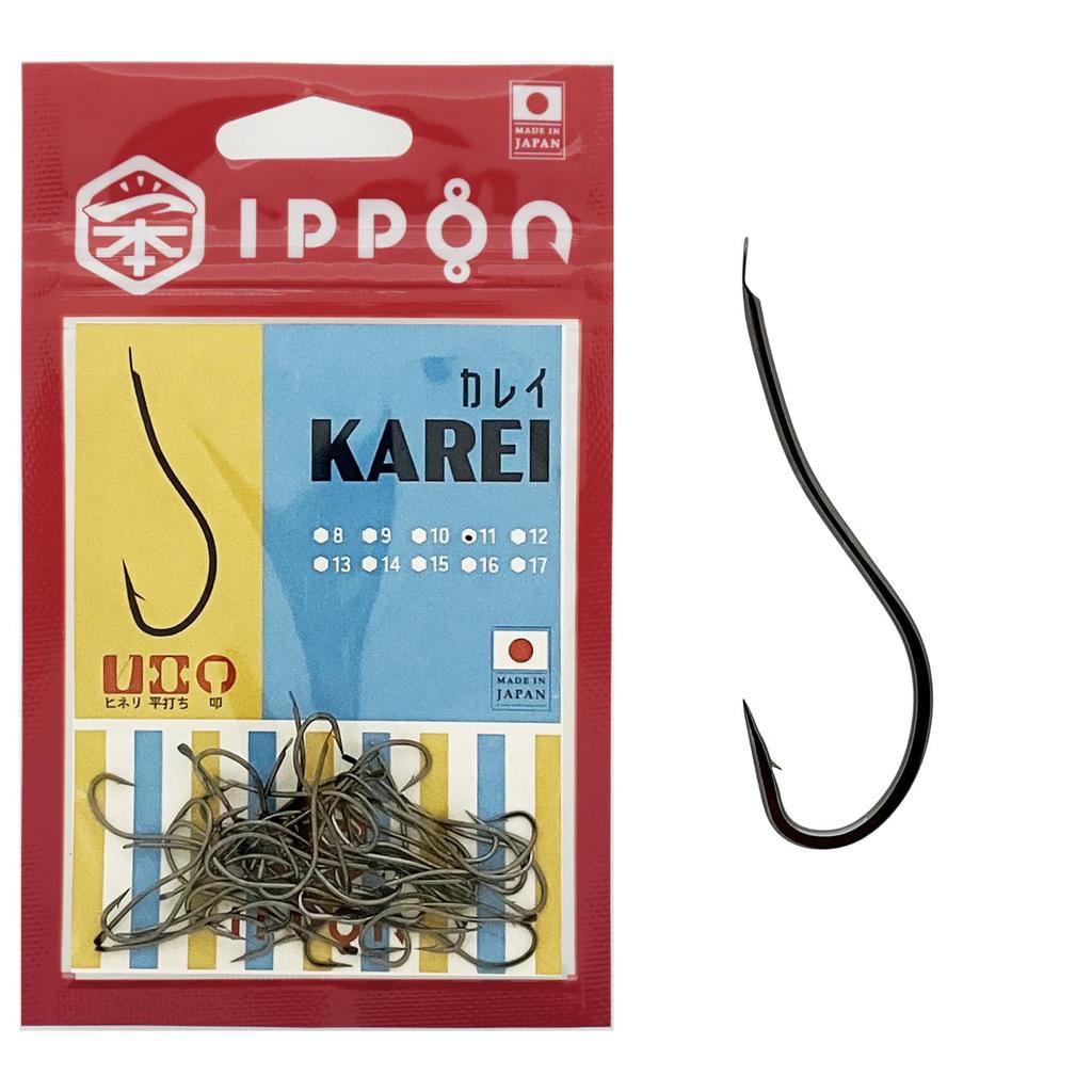 IPPON (1) Flounder Black Coated Fishing Hooks, Made In Japan, Value Pack (11 Hooks 48 Hooks)