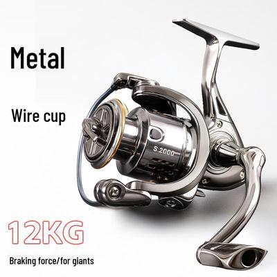 Mulinello da pesca a bobina fissa completamente in metallo con lancio lungo e design della bocca obliqua