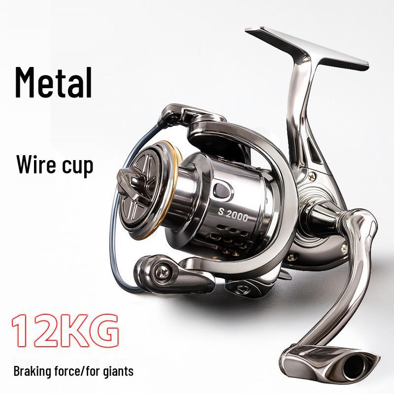 All-Metal Spinning Wheel Fishing Reel with Long Cast and Oblique Mouth Design