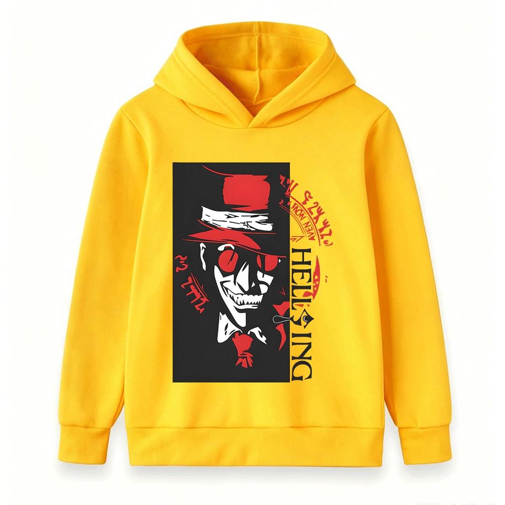 Kids Boys Girls Pullover Hoodie, Cool Cartoon Vampire Pattern Long Sleeve Casual Sweatshirt for Daily Wear