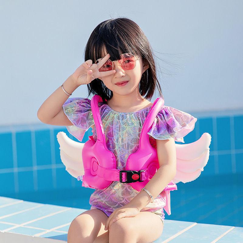Gilet di Galleggiamento ad Ala d'Angelo 2-8 Anni Bambini Gonfiabile in PVC Galleggiante Piscina Imparare a Nuotare Nautica Deriva Accessori di Sicurezza Giubbotto di Salvataggio
