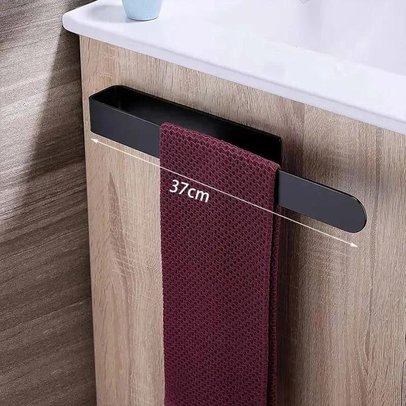 Bathroom Shelf No Hole Towel Rack Simple Stainless Steel Towel Bar Self-stick Fixed Kitchen Towel Rack Space Saving Towel Rack