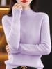 Women's Wool Sweater: Autumn/Winter Half-High Neck, Warm, Solid Color, Loose Fit, Commuter Style