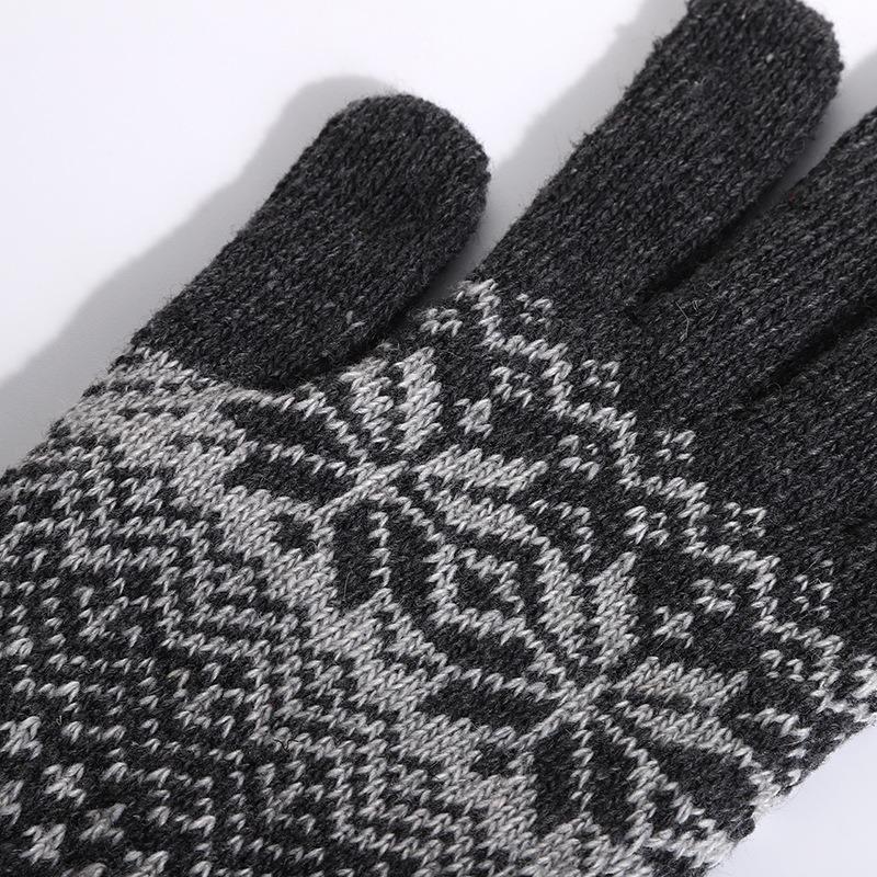 Winter warm snowy knitted five-finger gloves split-finger gloves adult gloves