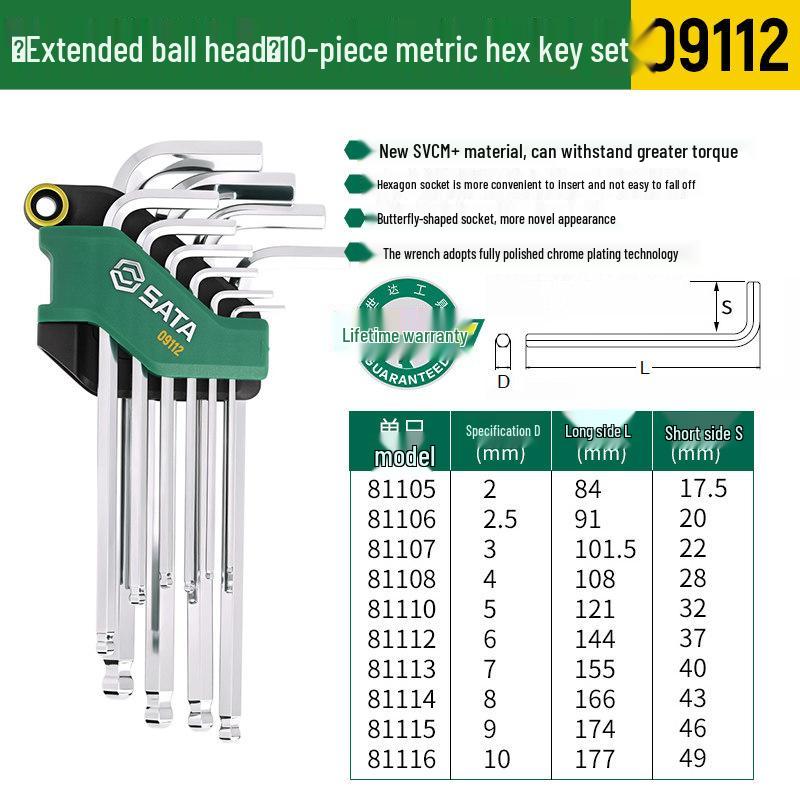 SATA Hex Key Set: Manual Six-Sided Screwdriver Tools
