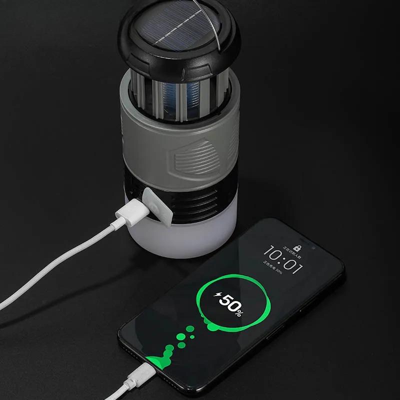 Solární lampa proti komárům UV světlo na hmyz USB dobíjecí elektrická past na mouchy lapač skládací přenosný zabíječ hmyzu repelentní světlo