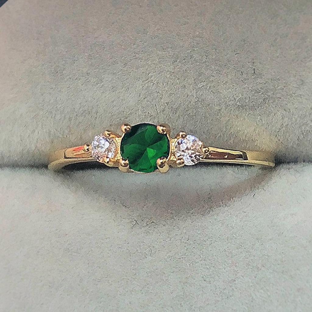 Nuovi Anelli Romantici Delicati Per Donna Cristallo Verde Zirconia Cubica Colore Oro Matrimonio Fidanzamento Anello da Donna Gioielli di Moda