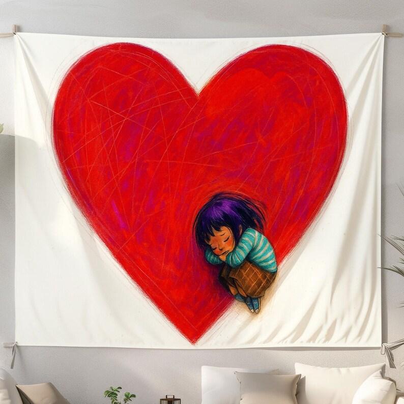 Heart Girl Wall tapestry 75x100 чёрный