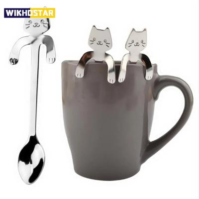 Edelstahl Kaffee Löffel Schöne Nette Katze Form Teelöffel Dessert Snack Scoop Eis Mini Löffel Geschirr Küche Werkzeuge