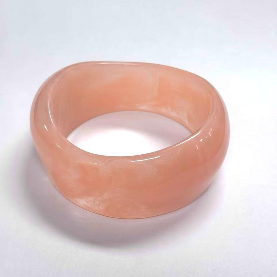 Ombre Resin Bangle: Wide Irregular Design, Vintage Minimalist Style