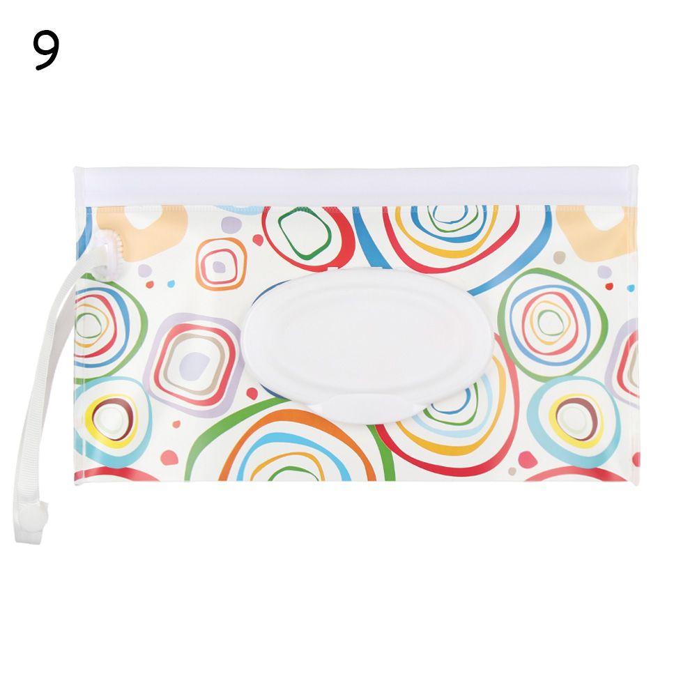 1pcs Fashion Cute Snap-Strap Flip Cover Carrying Case Portable Wet Wipes Bag Cosmetic Pouch Stroller Accessories Tissue Box