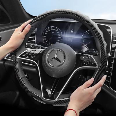 Suitable for Carbon Fiber Texture Steering Wheel Cover Snap-On Wave-Shaped Sports Design Protective Case V G S a E C Class Gle