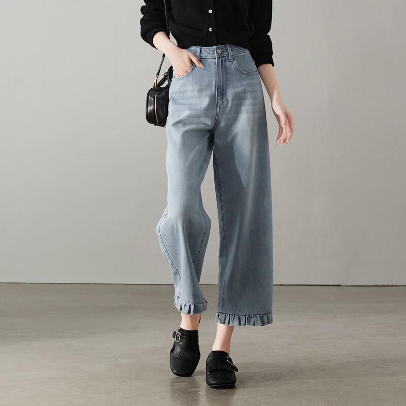 SOFSIL Women s High-Waisted Wide-Leg Cropped Jeans 28/L