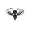 Irregular Love Dark Personality Black Zircon Bat Open Ring Niche Punk Stacked Ring Woman
