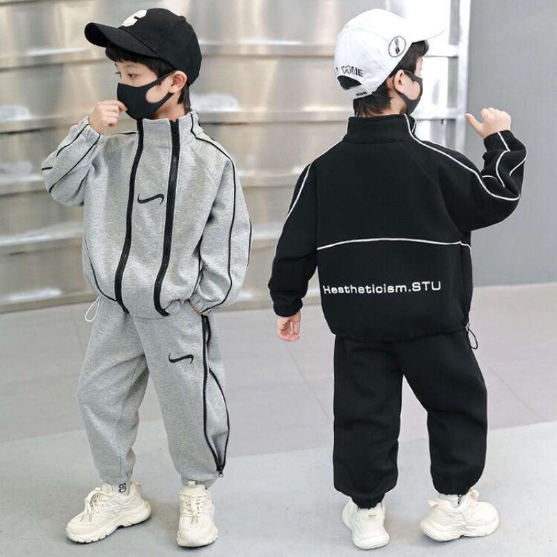 Boys Fall 2026 Cotton Sportswear Set Two Piece Long Sleeve Zipper Top Pants Kids Unisex Clothing