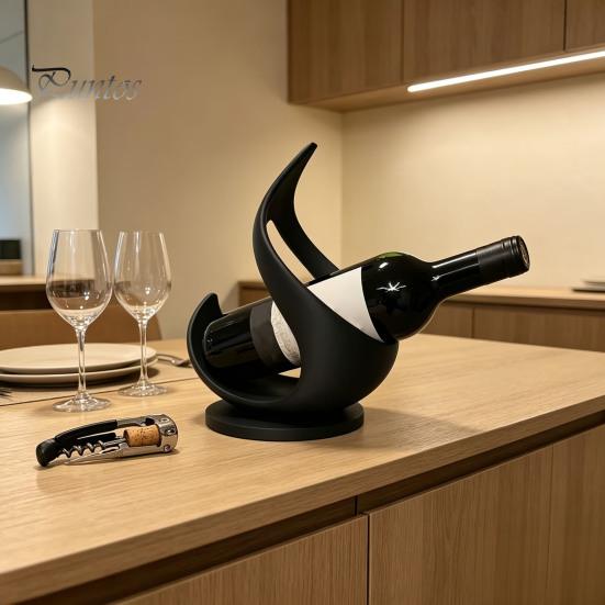 Artistic Wine Storage 3D Printed Flame Bottle Holder, Modern Sculptural Rack for Unique Tabletop Decor Home Bar, Decorative Stand, Creative
