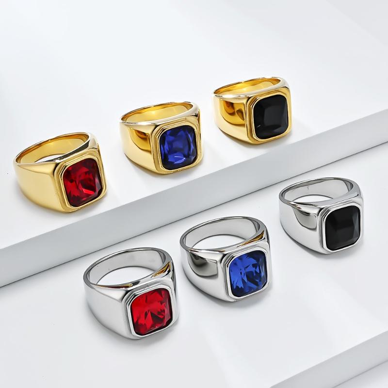 Geometric Zircon Rings Stainless Steel Men Women Personalized Light Luxury Fashion Ring Charm Jewelry