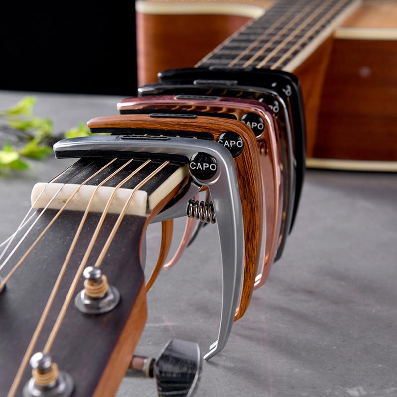 Professional Metal Guitar Capo Tuner Clamp Key Trigger Single Hand Clip Zinc Alloy for Acoustic Electric Guitar with Pick Holder