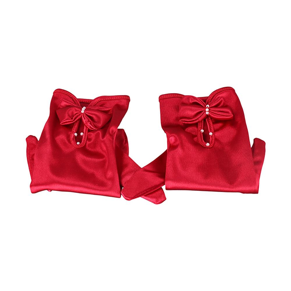 Bridal Pearl Sun Protection Hand Sleeve Women Gloves Satin Mittens Wedding Bridal Gloves Bow Gloves