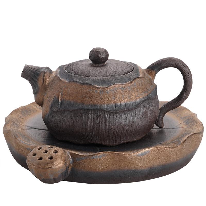 Forgylt Jern Glasur Lotus Duft Krukke Pu'er Te Maker Krus Tekanne Leire Kaffeutstyr Teutstyr Puer Tekopp Sett Yixing Leire Kjele Bar