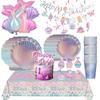 Mermaid Birthday Party Decoration Tableware Set Gradient Mermaid Plates Cups Napkins Balloons For Kids Girls Party Favors Gifts