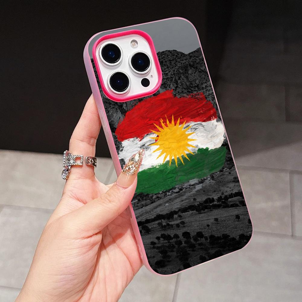 Kurdistan Flag Jelly Double layer Rose Red Mobile Phone Case for iPhone 17 16 15 14 13 12 11 Air Pro Max Plus Protective